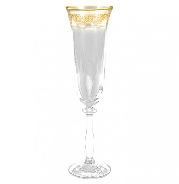 Бокалы для шампанского 190 мл 6 шт  Crystalex CZ s.r.o. &quot;Анжела /Золотой цветочный кант&quot; / 099092
