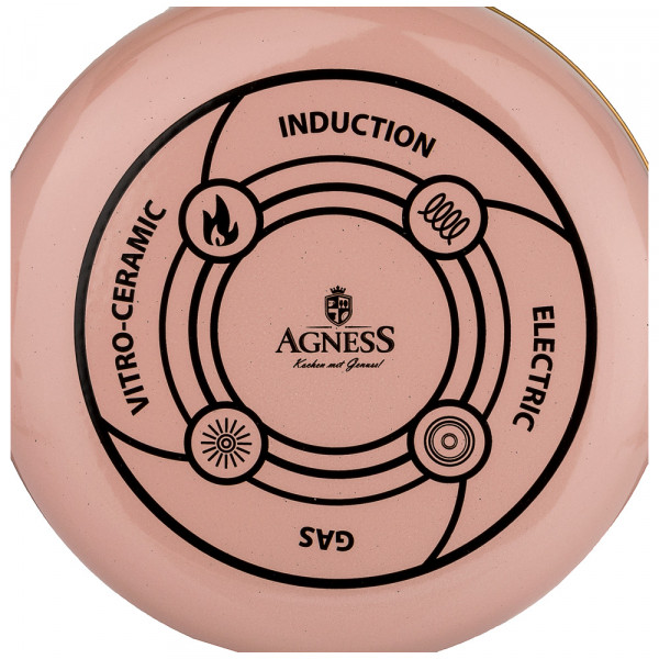 Кастрюля 22 см с крышкой эмалированная 4,1 л антипригарное мраморное покрытие &quot;Agness /Тюдор&quot; / 206400