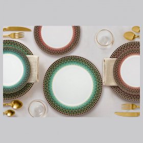 Столовый сервиз на 6 персон 27 предметов (без супника) зелёный  Anna Lafarg Midori &quot;Бухара&quot;  / 308257