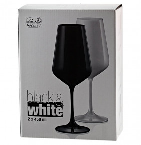 Бокалы для красного вина 450 мл 2 шт  Crystalex CZ s.r.o. "Сандра /Чёрное и Белое" прозрачная ножка / 213970