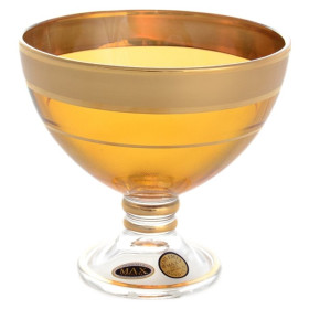 Конфетница н/н янтарная  Star Crystal &quot;Матовая полоса /золото&quot; / 131473