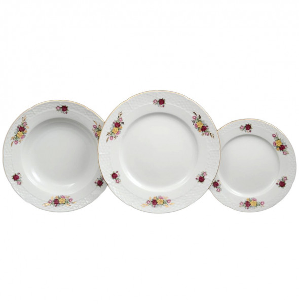 Набор тарелок 18 предметов (19, 23, 25 см)  Thun &quot;Николь /Розы&quot; / 036206