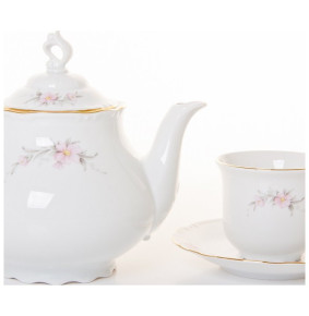 Чайный сервиз на 6 персон 15 предметов  Thun "Констанция /Бледно-розовый цветок" / 051300