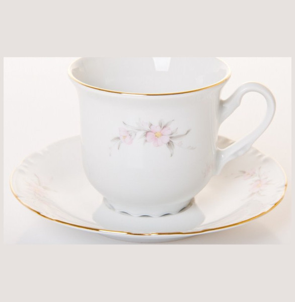 Чайный сервиз на 6 персон 15 предметов  Thun &quot;Констанция /Бледно-розовый цветок&quot; / 051300