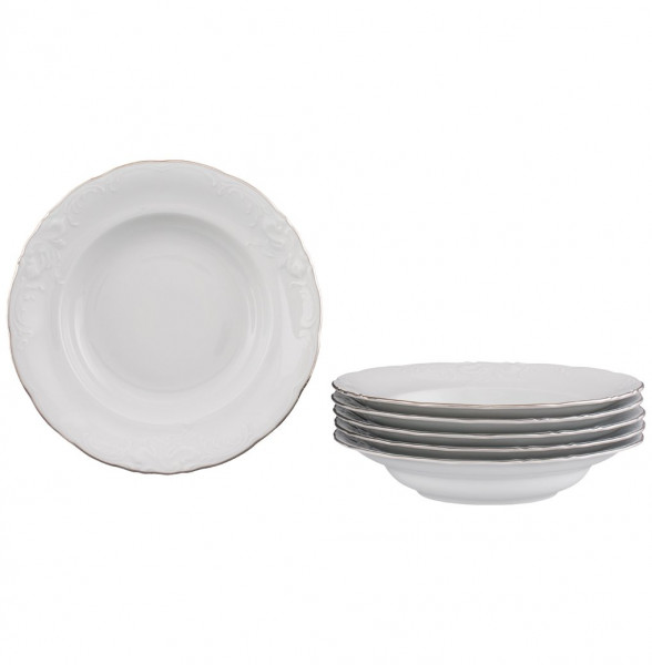 Набор тарелок 24 см 6 шт глубокие  Royal Czech Porcelain &quot;Фредерика /Отводка платина&quot; / 204793