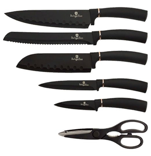 Набор кухонных ножей на подставке 7 предметов  Berlinger Haus &quot;Black Rose Collection&quot; / 157740