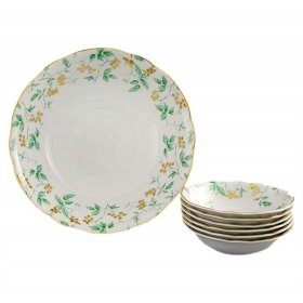 Набор салатников 7 предметов (23 см х 1 шт, 13 см х 6 шт)  Leander &quot;Мэри-Энн /Зеленые листья&quot; / 157928