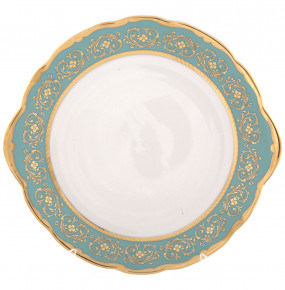 Пирожковая тарелка 27 см  Bavarian Porcelain "Мария-Тереза /Цветочная роспись /Бирюза" / 277833