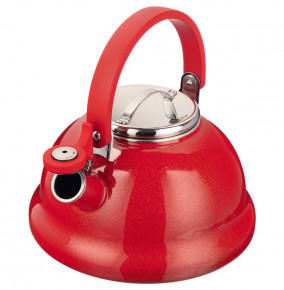 Чайник 2,5 л эмалированный со свистоком металлик  Agness "Deluxe /Красный" / 276008