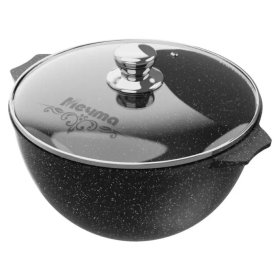 Казан 4 л со стеклянной крышкой антипригарное покрытие Мечта "Гранит /Black" / 334348
