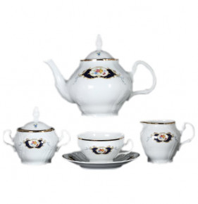 Чайный сервиз на 6 персон 15 предметов  Thun "Бернадотт /Синеглазка" (чайник с дыр, чашка бол. ручка) / 006206