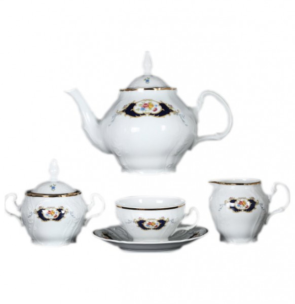 Чайный сервиз на 6 персон 15 предметов  Thun &quot;Бернадотт /Синеглазка&quot; (чайник с дыр, чашка бол. ручка) / 006206