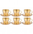 Набор чайных пар 220 мл 6 шт янтарные  Art Decor &quot;Амальфи /Золото&quot;  / 276508
