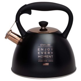 Чайник 3 л со свистком термоаккумулирующее дно индукция чёрный  Agness &quot;Тюдор&quot; / 363008
