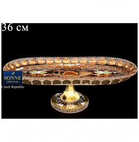 Блюдо 36 см овальное н/н  Sonne Crystal "Хрусталь с золотом" / 059905