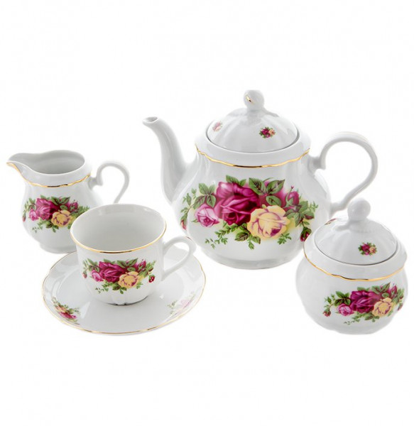 Чайный сервиз на 6 персон 15 предметов  Thun &quot;Роза /Разноцветные розы&quot; / 104996