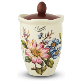 Банка для сыпучих продуктов 19 см деревянная крышка Кофе  Artigianato Ceramico by Caroline &quot;Artigianato ceramico /Весенние лепестки&quot; / 243537