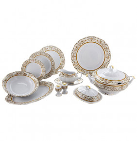Столовый сервиз на 6 персон 27 предметов  Bavarian Porcelain "Мария-Тереза / Белая /Элегантность" / 104876