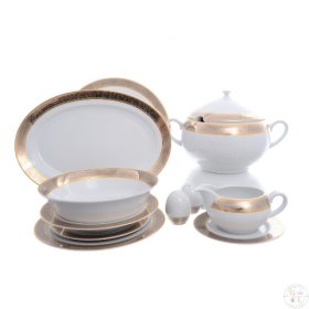 Столовый сервиз на 6 персон 26 предметов  Thun &quot;Опал /Платина с золотом&quot; / 006551