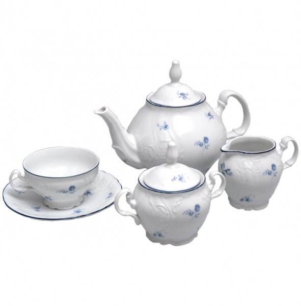 Чайный сервиз на 6 персон 15 предметов  Thun &quot;Бернадотт /Синий цветок&quot; / 006229