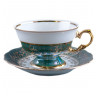 Чайная пара 1 шт  Royal Czech Porcelain "Офелия /Зелёная /Золотые листики" / 204772