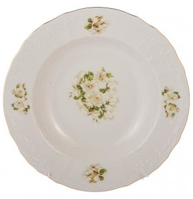Набор тарелок 23 см 6 шт глубокие  Thun "Бернадотт /Белые розы /золото" / 167170