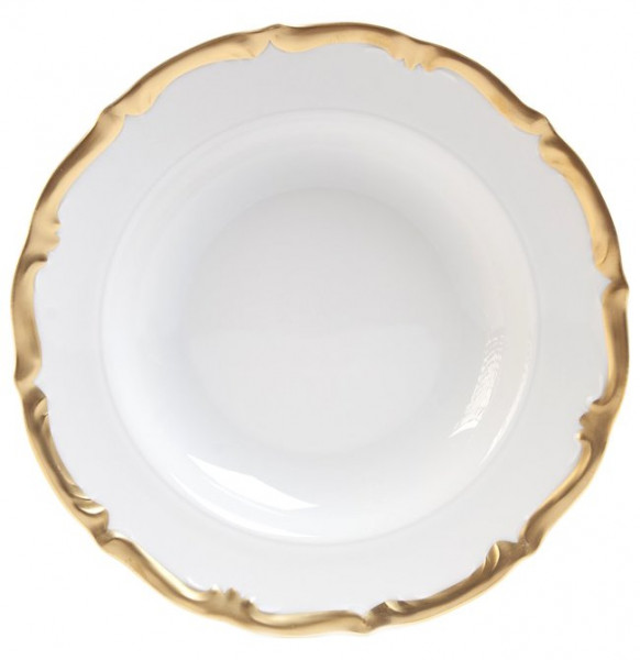 Тарелка 23 см 1 шт глубокая  Porcelaine Czech Gold Hands &quot;Мария-Тереза /Широкая золотая отводка&quot; / 172116