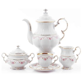 Кофейный сервиз на 6 персон 15 предметов (150 мл)  Leander &quot;Соната /Розовый цветок&quot;  / 085489