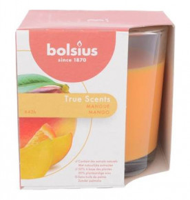 Свеча ароматическая 9,5 х 9,5 см в стекле "True scents /Манго /Bolsius" (время горения 43 ч) / 262616