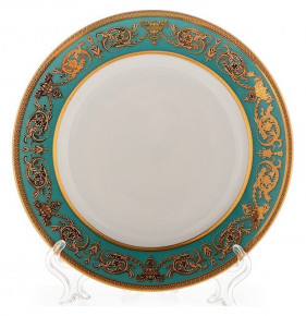 Набор тарелок 21 см 6 шт  Bavarian Porcelain "Александрия /Золотой узор на зеленом" / 118252