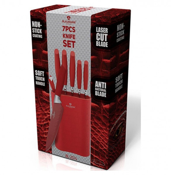 Набор ножей для кухни 7 предметов с подставкой  Berlinger Haus &quot;Crocodile Line&quot; красный / 135778