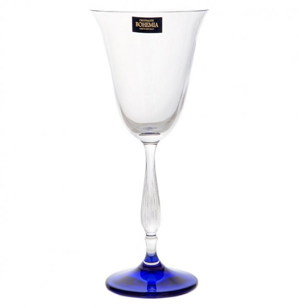 Бокалы для белого вина 185 мл 6 шт  Crystalite Bohemia &quot;Антик /Синяя ножка&quot; / 110676