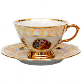 Набор чайных пар 200 мл 6 шт  Bavarian Porcelain "Фредерика /Мадонна перламутр" / 065675