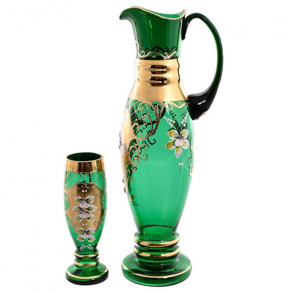 Набор для воды 7 предметов (кувшин + 6 стаканов)  Bohemia &quot;Лепка зеленая&quot; S-A / 156005