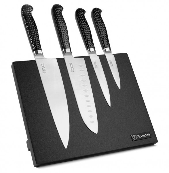 Набор кухонных ножей 4 предмета на магнитной подставке  Rondell &quot;Rain Drops&quot; / 234971
