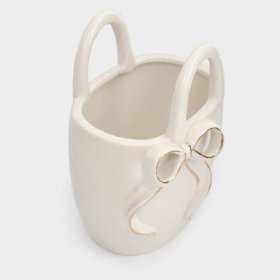 Ваза для цветов 16 см декоративная бело-золотистая  Anna Lafarg Emily &quot;Сумка с бантом /Townlet&quot; / 385675