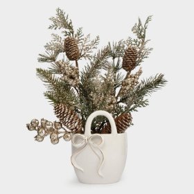 Ваза для цветов 16 см декоративная бело-золотистая  Anna Lafarg Emily &quot;Сумка с бантом /Townlet&quot; / 385675