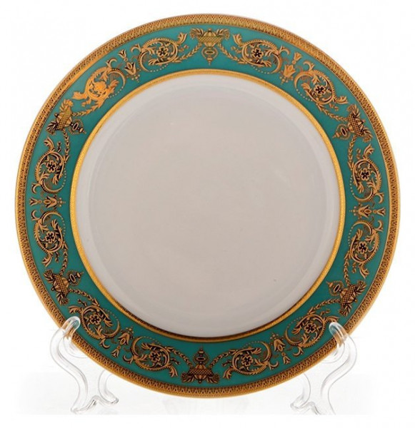 Набор тарелок 19 см 6 шт  Bavarian Porcelain &quot;Александрия /Золотой узор на зеленом&quot; / 118251