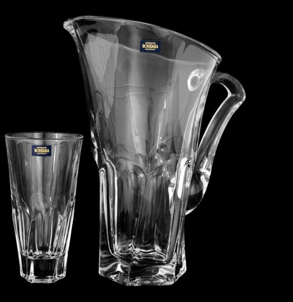 Набор для воды 7 предметов (кувшин 1,7 л + 6 стаканов по 480 мл)  Crystalite Bohemia &quot;Аполло /Без декора&quot; / 006765