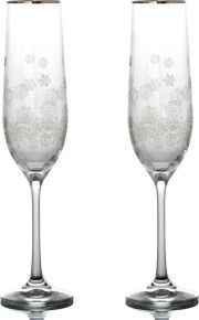 Бокалы для шампанского 190 мл 2 шт  Crystalex CZ s.r.o. "Виола /Снежинки / Отводка платина" / 143478