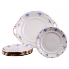 Набор для торта 7 предметов (27 см х 1 шт, 19 см х 6 шт)  Leander &quot;Соната /Голубой цветок&quot; / 158058