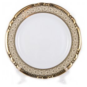 Набор тарелок 23 см 6 шт глубокие  Thun "Констанция /Бежевая полоса с золотом" / 171391