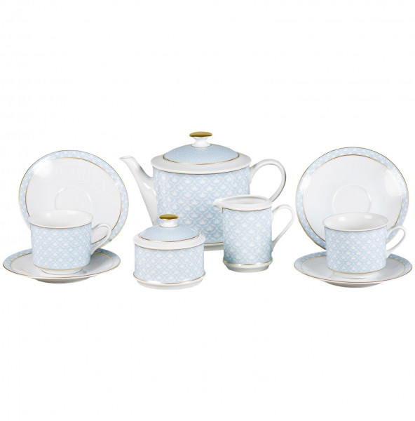 Чайный сервиз на 6 персон 15 предметов  Leander &quot;Сабина /Голубой орнамент&quot; / 158996