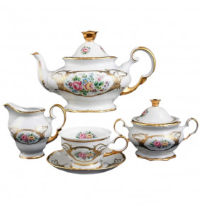 Чайный сервиз на 6 персон 15 предметов  Bohemia Porcelan Moritz Zdekauer 1810 s.r.o. "Анжелика /Цветы" / 099621