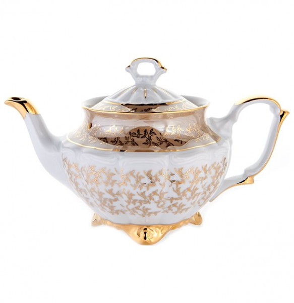 Заварочный чайник 600 мл  Bavarian Porcelain &quot;Мария-Тереза /Бежевая /Золотые листики&quot; / 085292