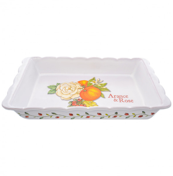 Блюдо для запекания 37 х 21 см прямоугольное  Artigianato Ceramico by Caroline &quot;Artigianato ceramico /Апельсин и роза&quot; / 228443