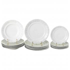 Набор тарелок 18 предметов (19, 23, 25 см)  Leander &quot;Соната /Серый узор&quot; / 158475