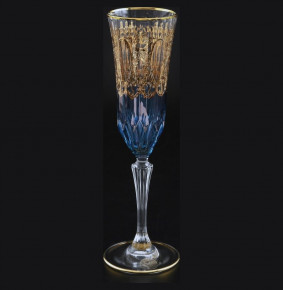 Бокалы для шампанского 180 мл 6 шт  RCR Cristalleria Italiana SpA "Timon /Адажио синий с золотом" / 101101