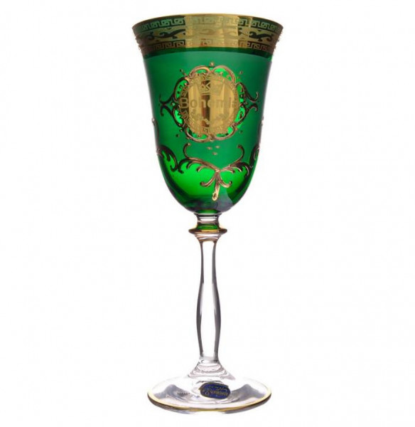 Бокалы для красного вина 250  6 шт изумрудные  Bohemia Glass &quot;Анжела /Богемия /Антик золото&quot; Б-Г / 128458