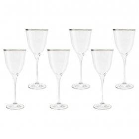 Бокалы для белого вина 300 мл 6 шт  Same Crystal &quot;Сабина /Отводка платина&quot; (подарочная упаковка) / 300257